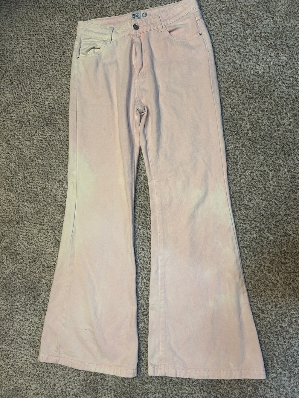 Princess Polly Pale Pink/White High-Rise Jeans